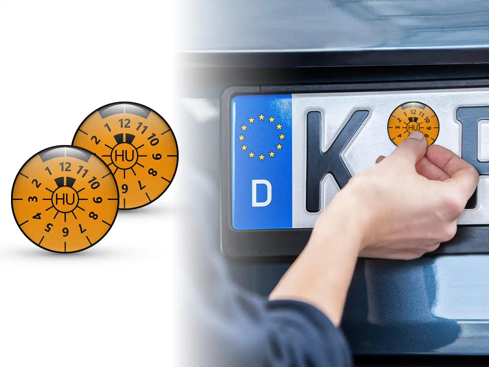 TÜV Plaketten Hauptuntersuchung Nummernschild Orange
